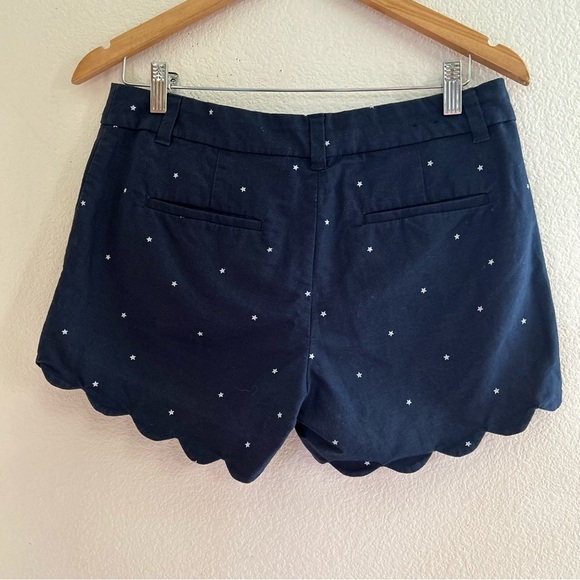 J Crew | Navy Scalloped Linen and Cotton Shorts - Picture 3 of 8